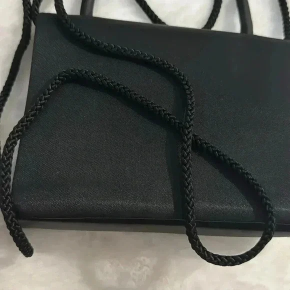 Vintage La Regale Black Evening Satin Mini Purse HandBag Crossbody Elegant Fun - Picture 7 of 16